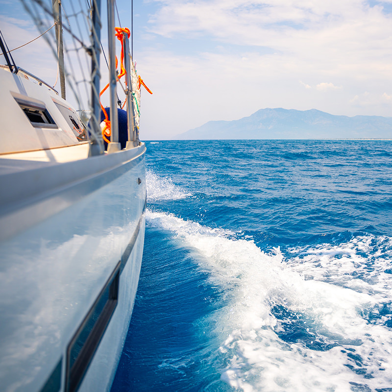 An exterior view of a sail boat