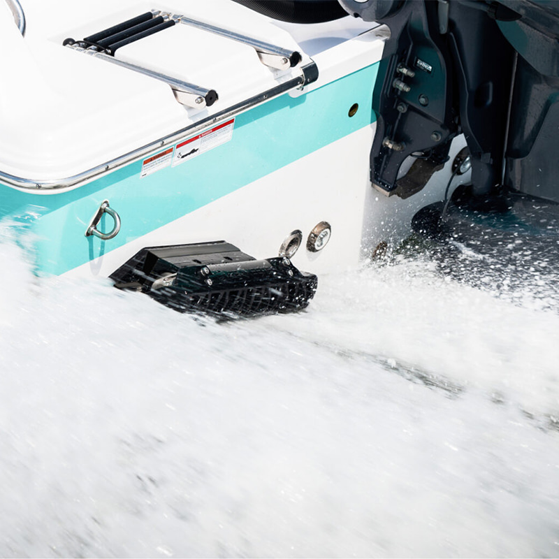 A boat's engine being used