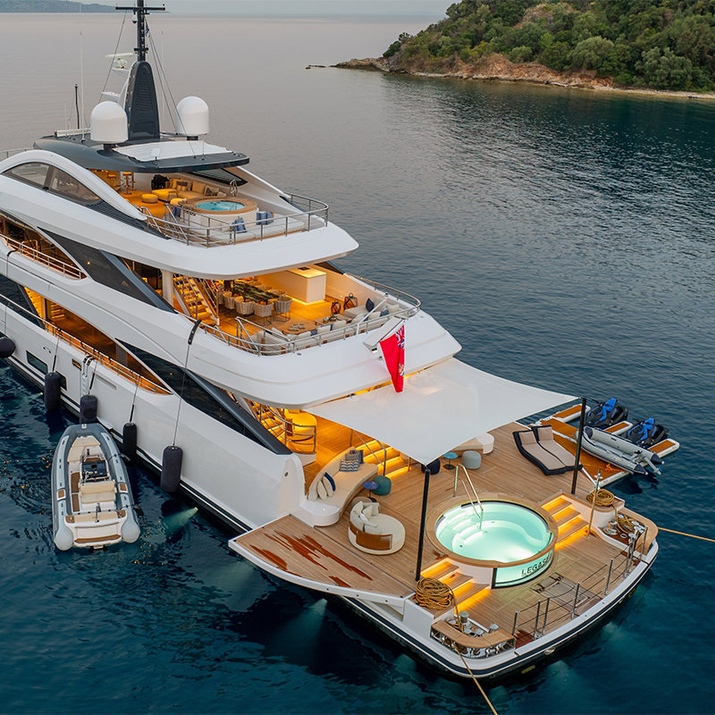 A large luxurious yacht at sea