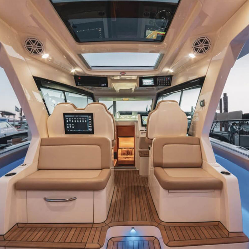 The interior of a luxury yacht