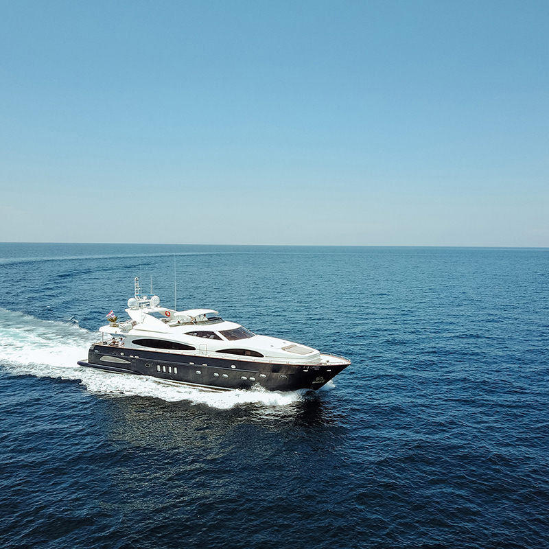 A large yacht at sea