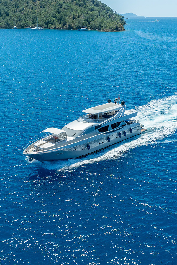 A large luxurious yacht at sea