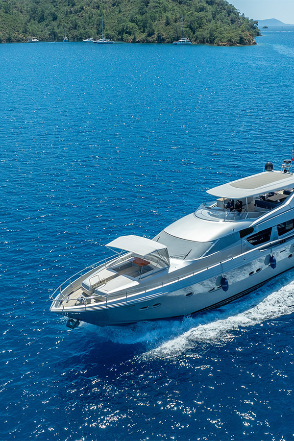 A large yacht at sea