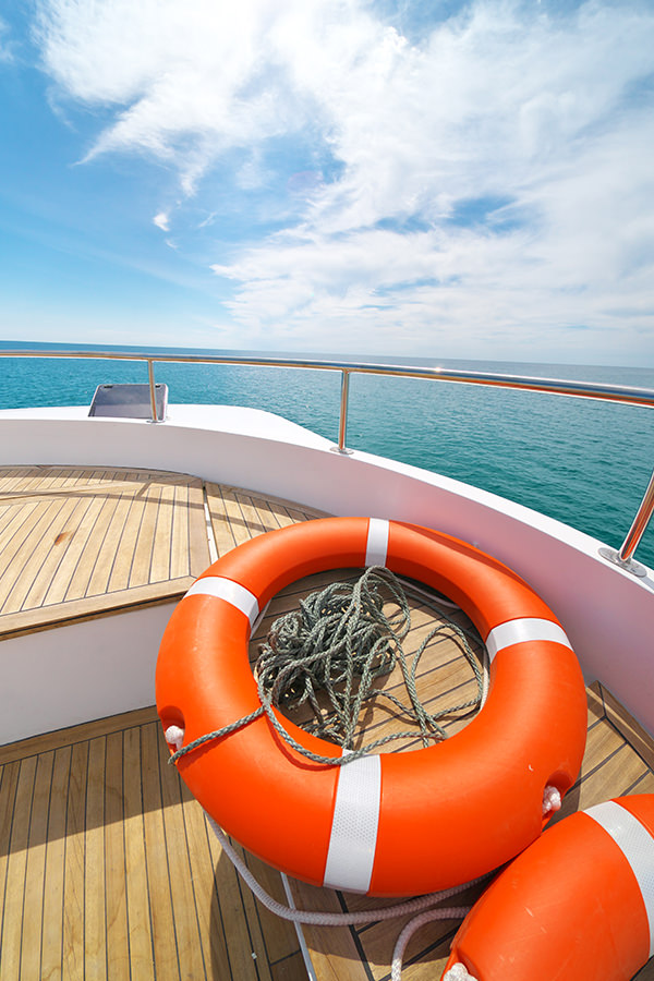 A life ring on a boat deck